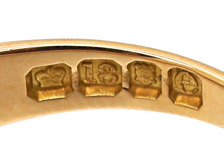 Victorian 18ct Gold Sapphire Three Stone Ring with Rose Diamonds In Between