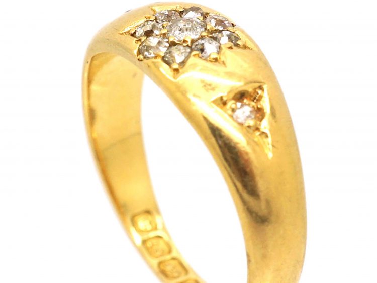 Victorian 18ct Gold Diamond Cluster Gypsy Ring