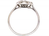 Art Deco Platinum Pierced Rectangular Shaped Ring set with Diamonds