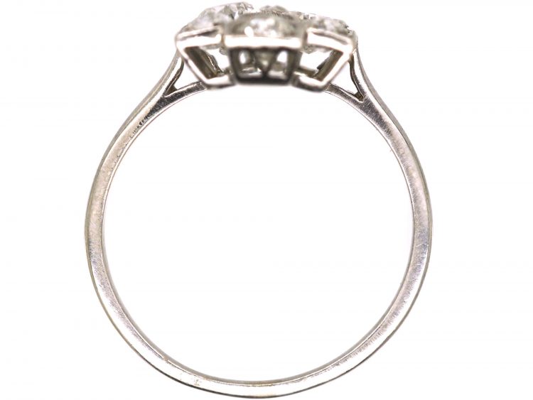 Art Deco Platinum Pierced Rectangular Shaped Ring set with Diamonds
