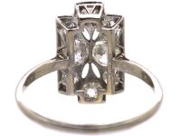 Art Deco Platinum Pierced Rectangular Shaped Ring set with Diamonds