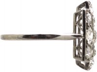 Art Deco Platinum Pierced Rectangular Shaped Ring set with Diamonds
