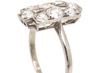 Art Deco Platinum Pierced Rectangular Shaped Ring set with Diamonds