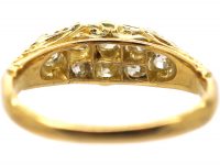 Edwardian 18ct Gold Boat Shaped Carved Half Hoop Ring set with Diamonds