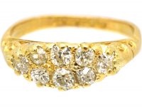 Edwardian 18ct Gold Boat Shaped Carved Half Hoop Ring set with Diamonds