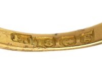 Edwardian 18ct Gold Boat Shaped Carved Half Hoop Ring set with Diamonds