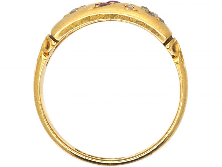 Edwardian 18ct Gold Ruby & Diamond Gypsy Ring