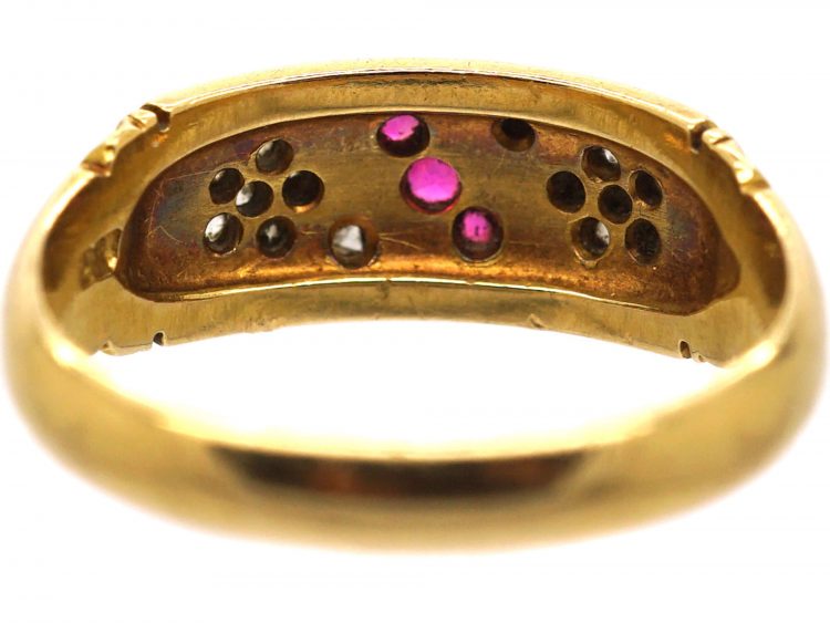 Edwardian 18ct Gold Ruby & Diamond Gypsy Ring