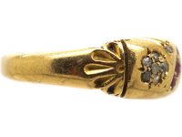 Edwardian 18ct Gold Ruby & Diamond Gypsy Ring