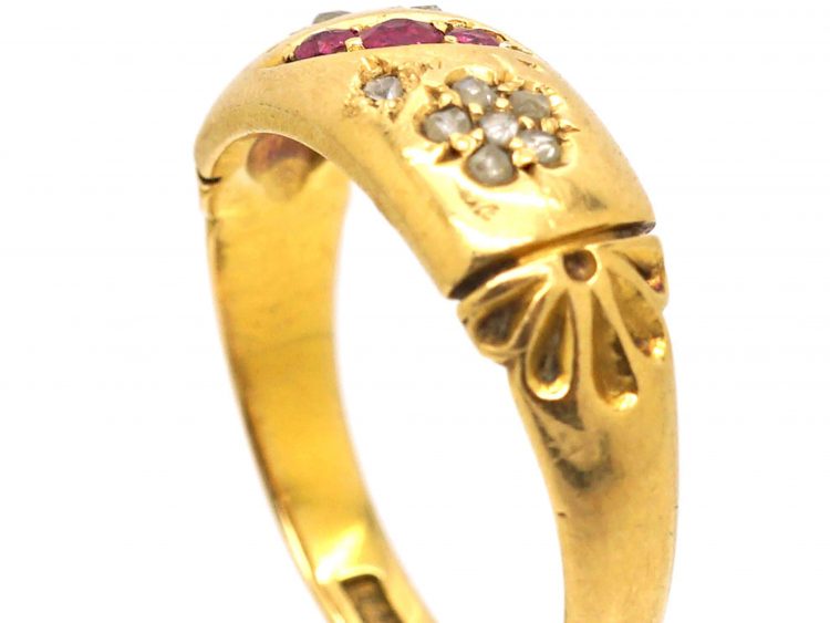 Edwardian 18ct Gold Ruby & Diamond Gypsy Ring