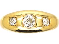 18ct Gold Ring Set With Three Diamonds in Square Settings 18ct Gold Ring Set With Three Diamonds in Square Settings