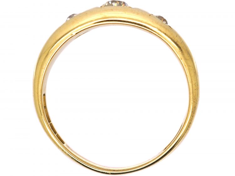 18ct Gold Ring Set With Three Diamonds in Square Settings