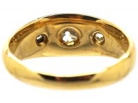18ct Gold Ring Set With Three Diamonds in Square Settings