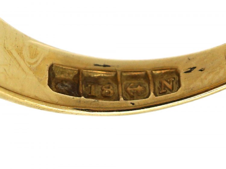 18ct Gold Ring Set With Three Diamonds in Square Settings