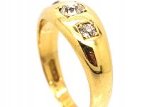 18ct Gold Ring Set With Three Diamonds in Square Settings