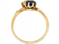 Early 20th Century French 18ct Gold Sapphire & Diamond Crossover Ring