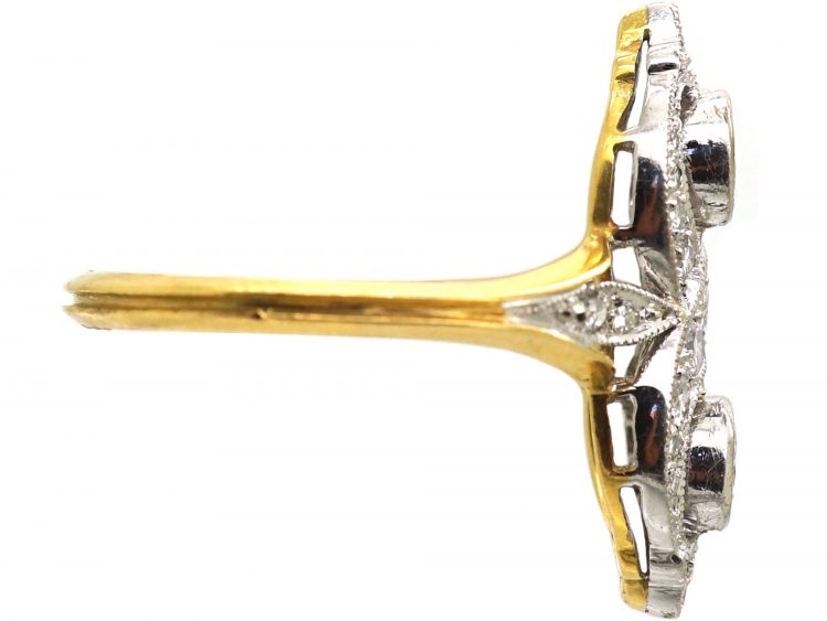 Edwardian 18ct Gold & Platinum Figure of Eight Ring set with Diamonds