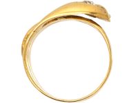 Victorian 18ct Gold Snake Ring Set With A Diamond & Rose Diamond Eyes