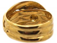 Victorian 18ct Gold Snake Ring Set With A Diamond & Rose Diamond Eyes