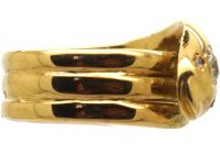 Victorian 18ct Gold Snake Ring Set With A Diamond & Rose Diamond Eyes