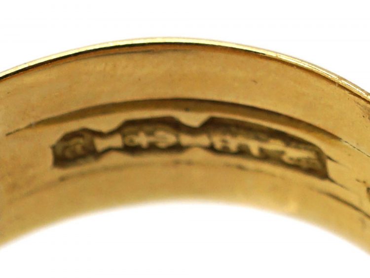 Victorian 18ct Gold Snake Ring Set With A Diamond & Rose Diamond Eyes
