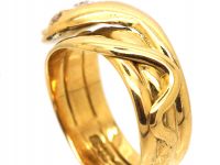 Victorian 18ct Gold Snake Ring Set With A Diamond & Rose Diamond Eyes