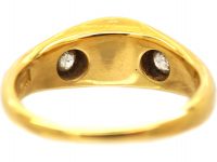 Victorian 18ct Gold, Opal & Diamond Three Stone Rub Over Ring