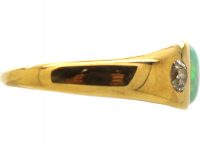 Victorian 18ct Gold, Opal & Diamond Three Stone Rub Over Ring
