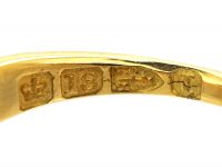 Victorian 18ct Gold, Opal & Diamond Three Stone Rub Over Ring