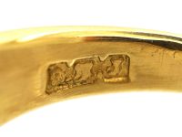 Victorian 18ct Gold, Opal & Diamond Three Stone Rub Over Ring