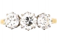 Early 20th Century 18ct Gold & Platinum Three Stone Diamond Ring