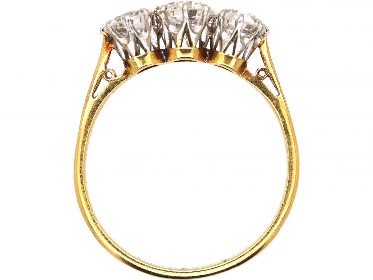 Early 20th Century 18ct Gold & Platinum Three Stone Diamond Ring