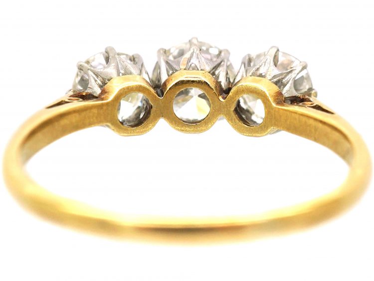 Early 20th Century 18ct Gold & Platinum Three Stone Diamond Ring