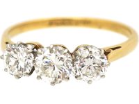 Early 20th Century 18ct Gold & Platinum Three Stone Diamond Ring