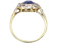 Edwardian 18ct Gold & Platinum, Sapphire & Diamond Oval Cluster Ring