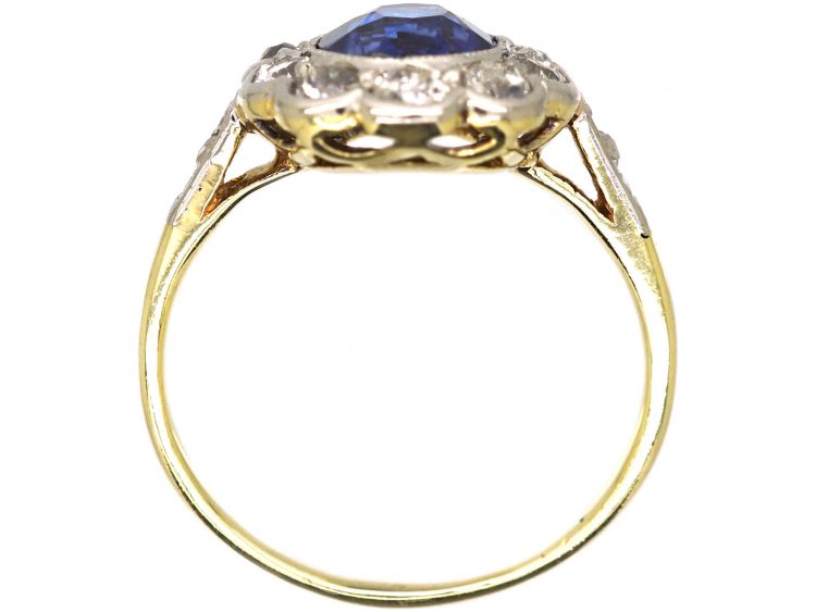 Edwardian 18ct Gold & Platinum, Sapphire & Diamond Oval Cluster Ring