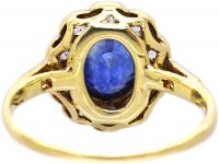 Edwardian 18ct Gold & Platinum, Sapphire & Diamond Oval Cluster Ring