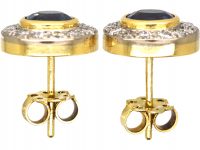 18ct White & Yellow Gold, Sapphire & Diamond Oval Cluster Earrings