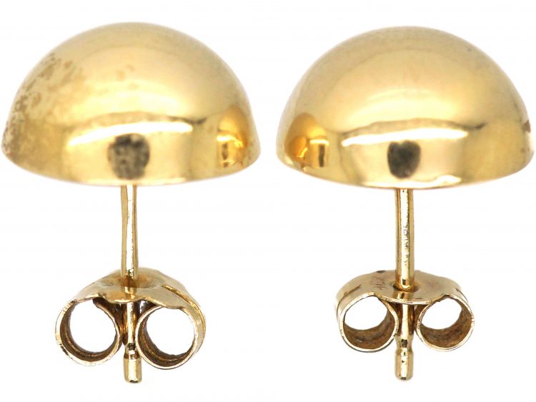 Mid 20th Century 15ct Gold Dome Earrings