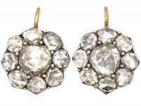 Georgian Silver & Gold Rose Diamond Cluster Earrings Georgian Silver & Gold Rose Diamond Cluster Earrings