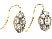 Georgian Silver & Gold Rose Diamond Cluster Earrings