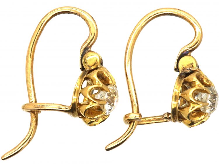 Edwardian 18ct Gold & Diamond Earrings