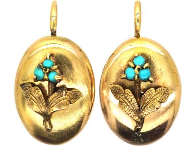 Early 19th Century 15ct Gold Forget Me Not Earrings