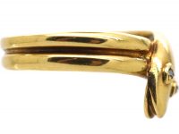 Victorian 18ct Gold Snake Ring with Rose Diamond Eyes
