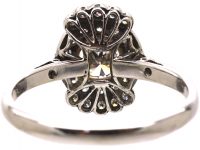 Art Deco 18ct White Gold & Platinum Diamond Cluster Ring with Diamonds Above & Below