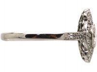 Art Deco 18ct White Gold & Platinum Diamond Cluster Ring with Diamonds Above & Below