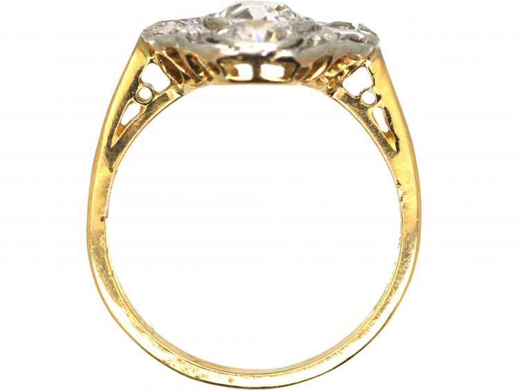 Edwardian 18ct Gold & Platinum Ornate Diamond Cluster Ring