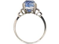 French Art Deco Platinum Lilac Sapphire & Diamond Ring