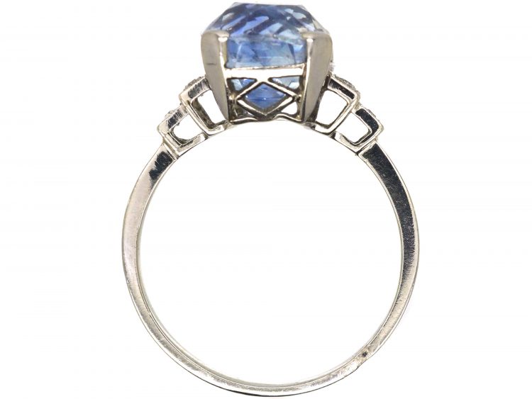 French Art Deco Platinum Lilac Sapphire & Diamond Ring