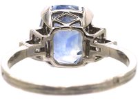 French Art Deco Platinum Lilac Sapphire & Diamond Ring